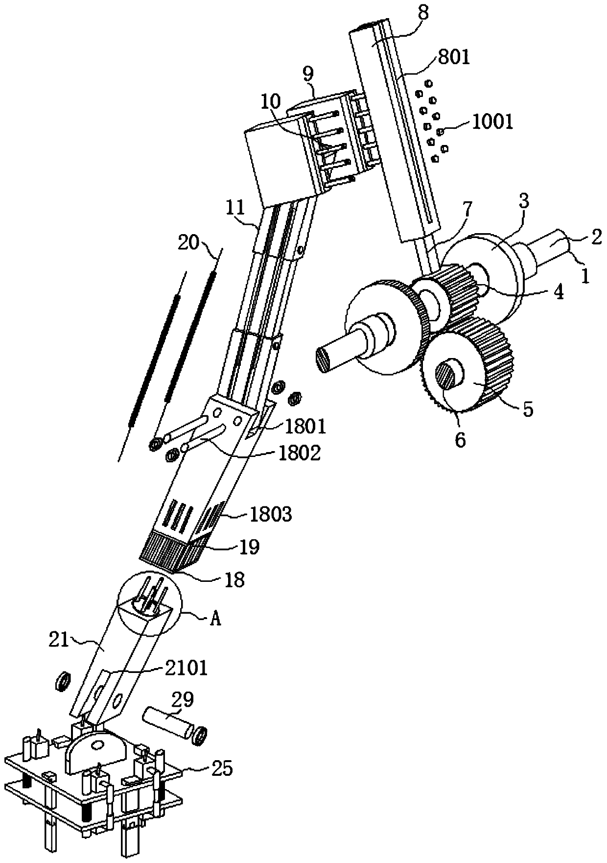 Rotary mechanical arm with clamping and locking capacity for plastic shell machining