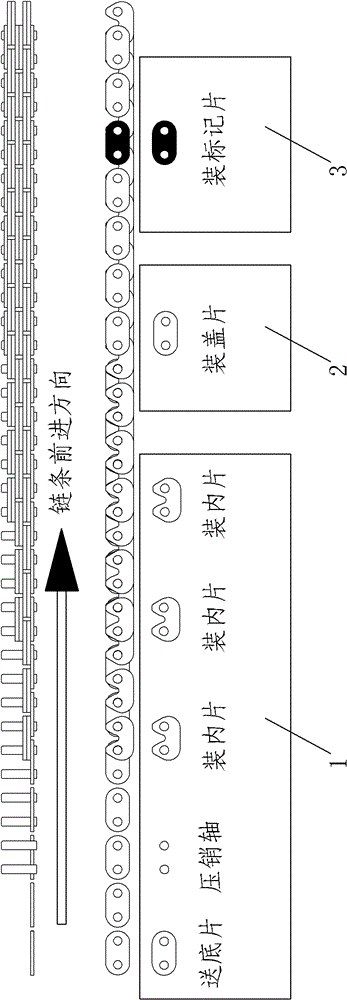 Timing chain assembling method and device