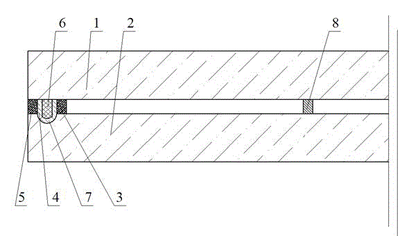 Vacuum glass with sealed strip frame and groove as well as preparation method thereof