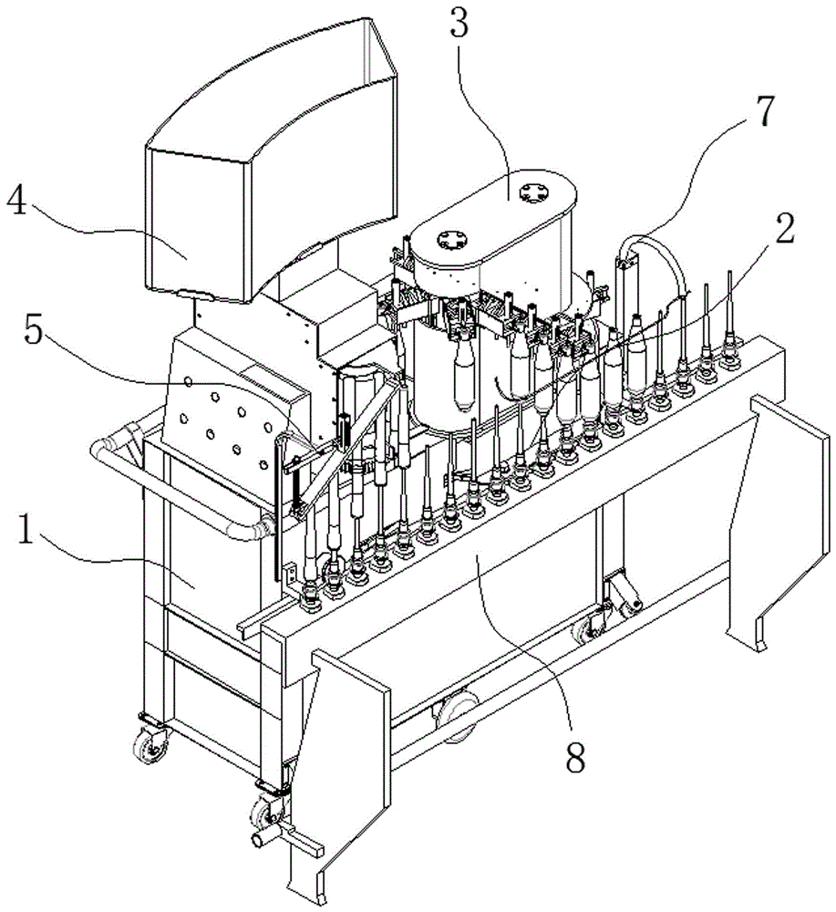 Pipe inserting and pulling positioning power device of fine-spinning doffing machine