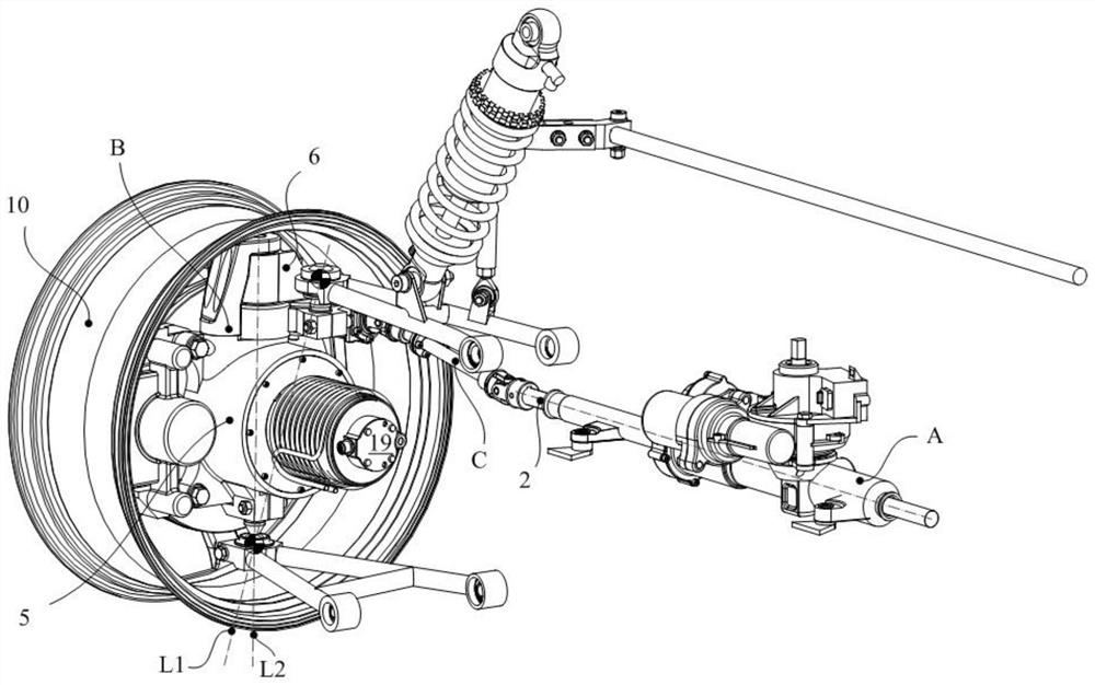 Vehicle double-kingpin differential independent steering system