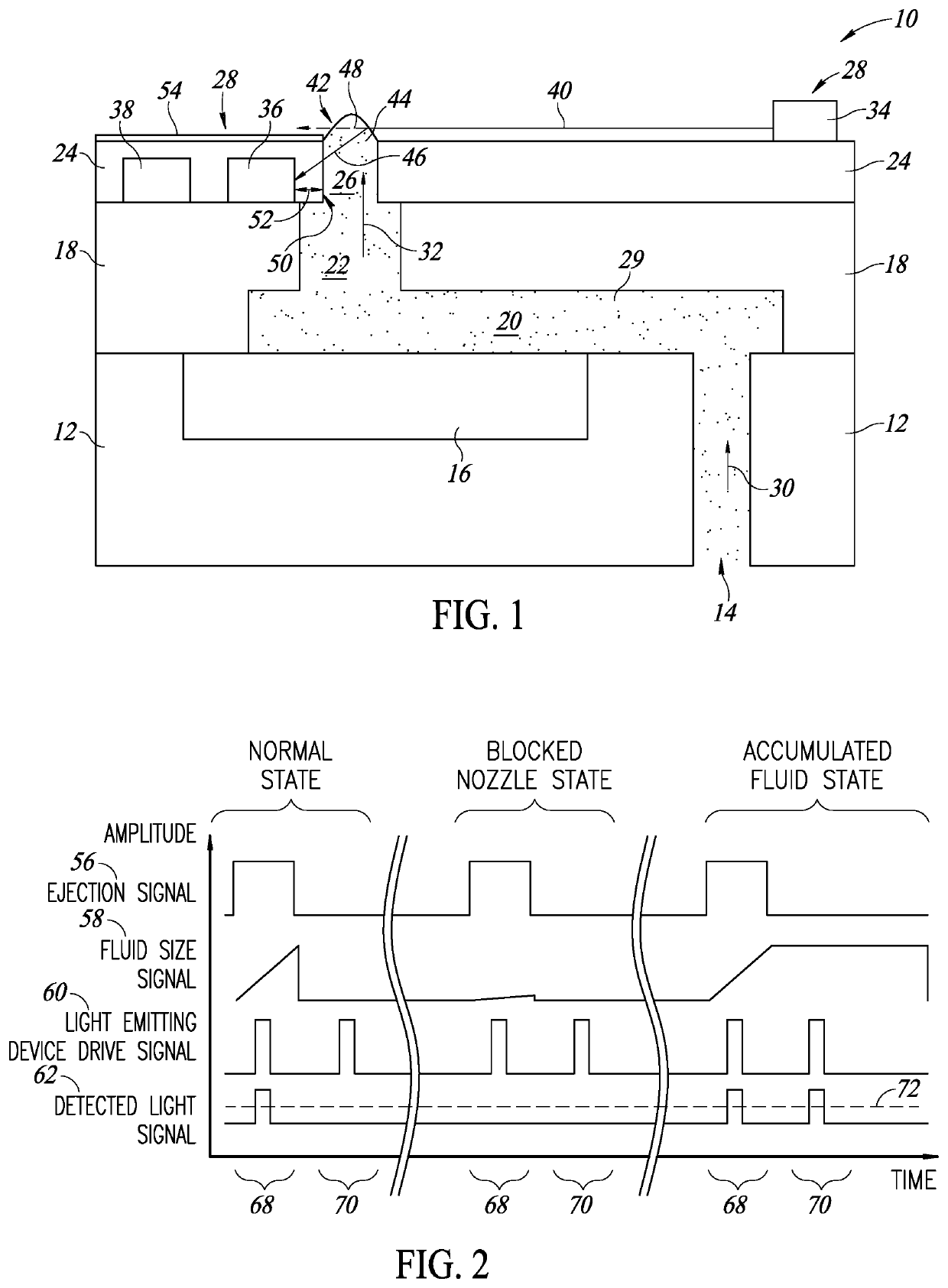 Fluidic ejection device with optical blockage detector