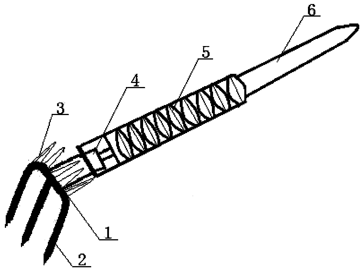 Dual-purpose elastic three-tooth-rake rake structure