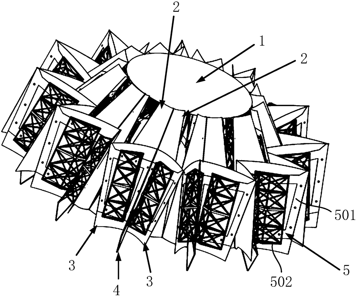 A Large Two-Stage Foldable Circular Planar Antenna