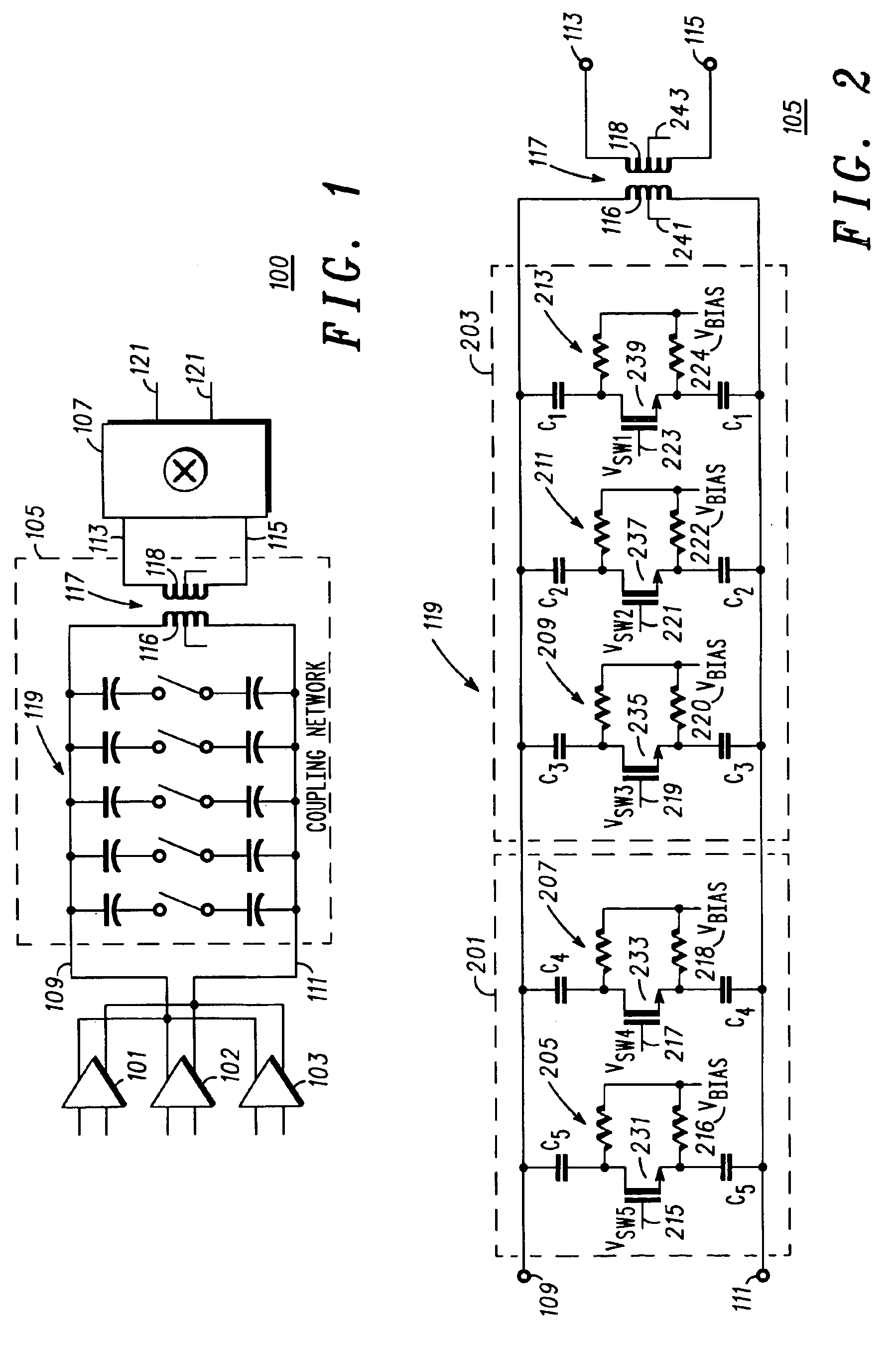 Integrated frequency selectable resonant coupling network and method thereof