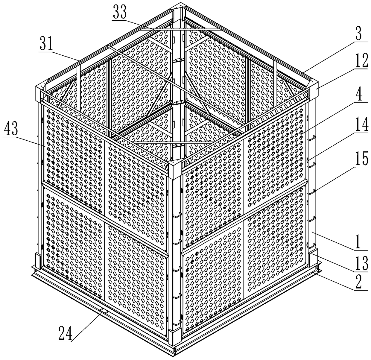 Net body tray container capable of being detachably combined