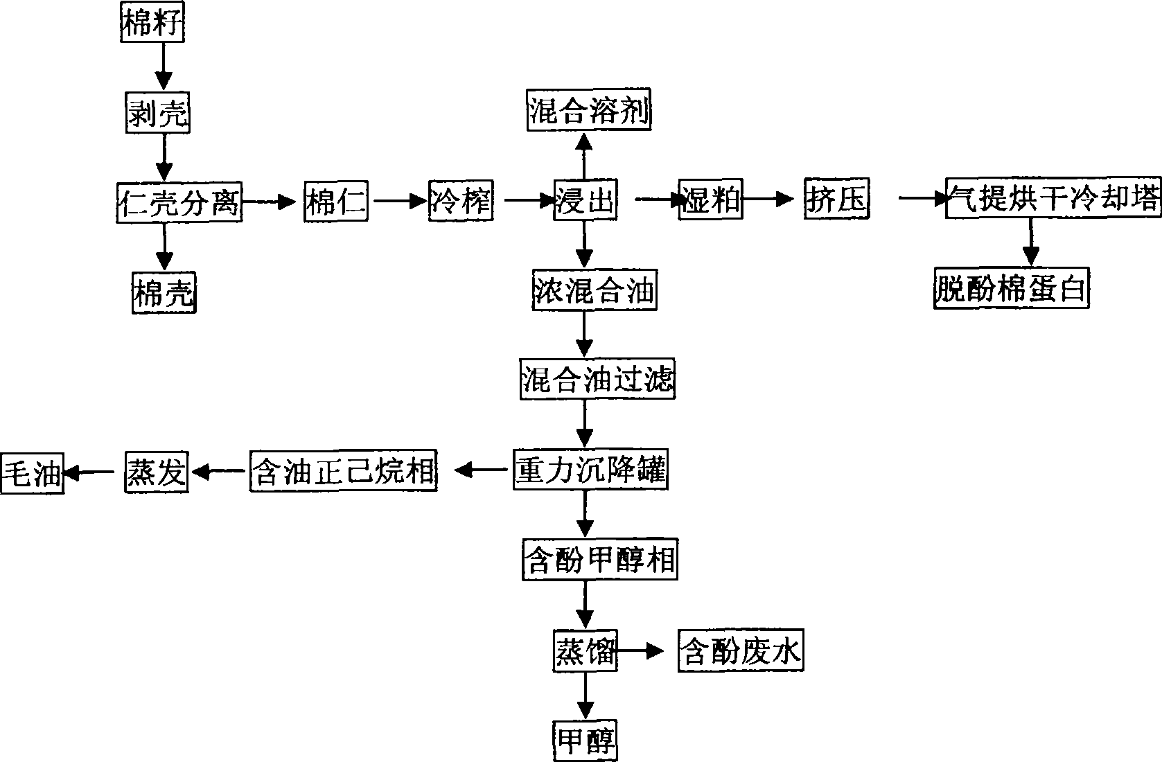 Method for producing dephenolizing cotton protein by cottonseed cold press and mixed solvent primary leaching