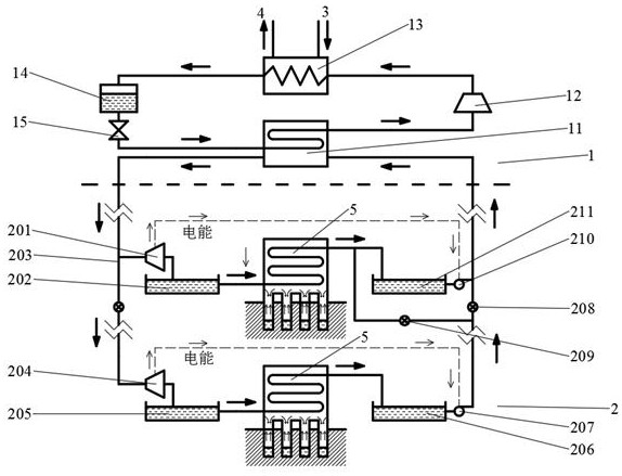 A liquid level difference descaling heat exchanger combination and its ground source heat pump system