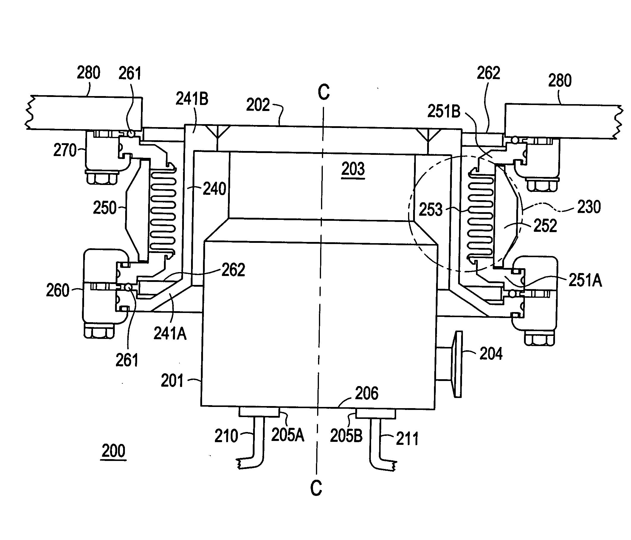 Vibration damper with nested turbo molecular pump