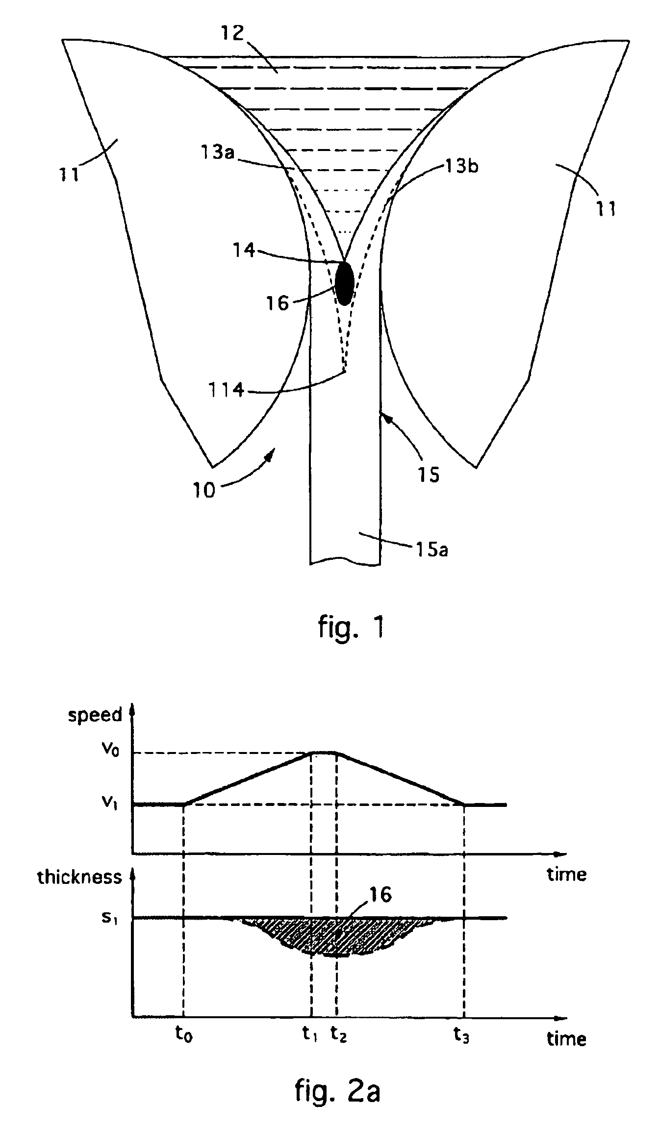 Method to shear a strip during the casting step