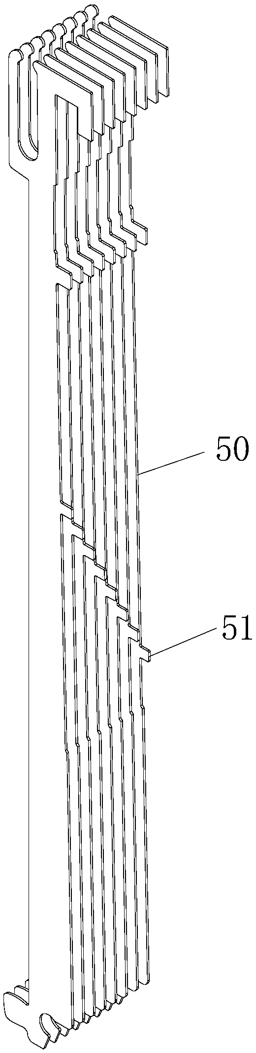 Pin selecting piece group of pin selector