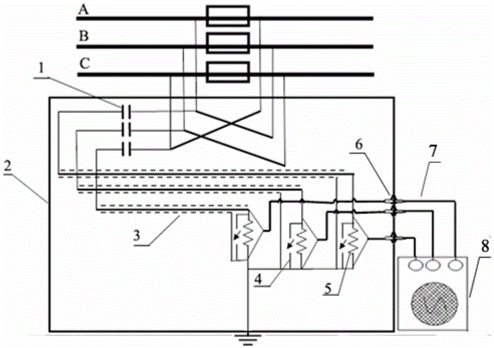 Online inspection method of three-phase cross interconnected electric cable intermediate head partial discharge