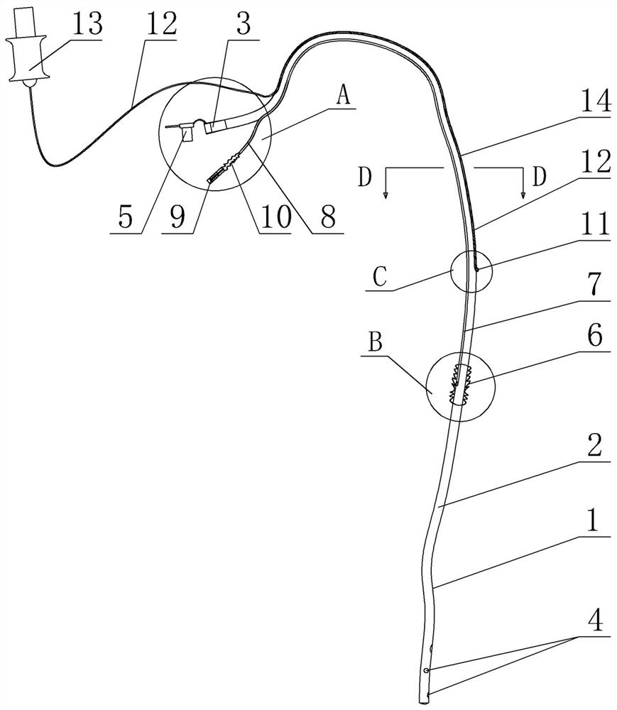 Stomach tube with core temperature detecting and esophageal reflux preventing actions