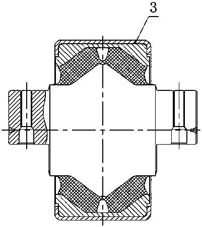 A process and device for press-fitting and flanging of subway pivoting arm nodes