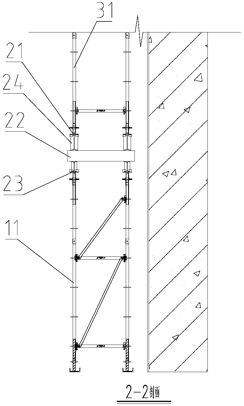 A support system for brackets in door openings of disc buckle scaffolding