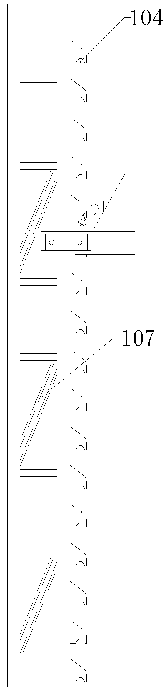 One-way anti-falling and unloading integrated device for attached-type lifting scaffold