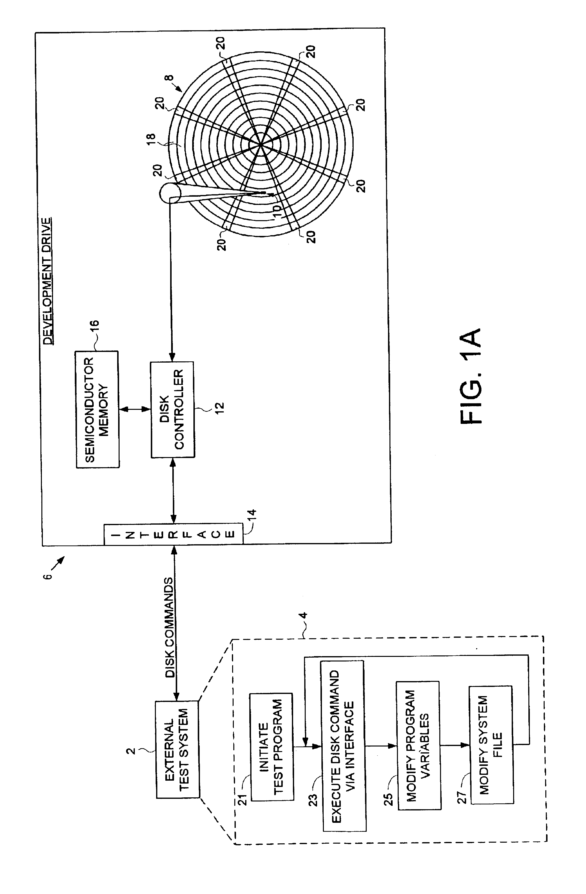 Disk drive executing a manufacturing program internally by executing disk commands through a vector