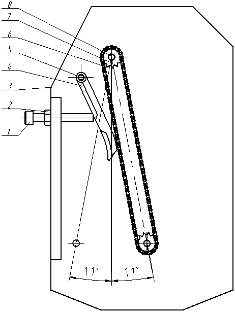 Chain transmission stretching device of beating machine