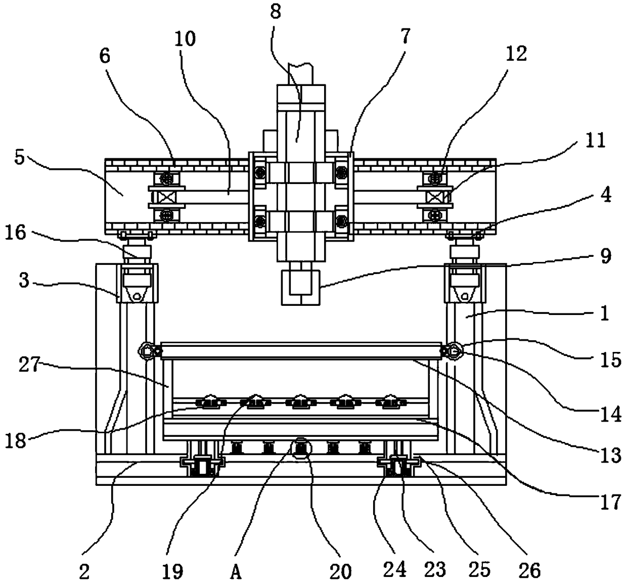 Bending-resistance and deformation-resistance line rail machine with high load