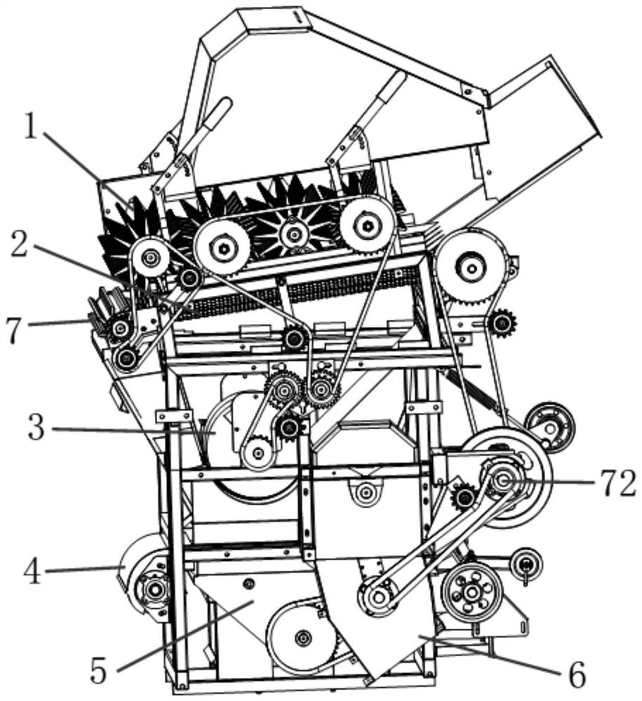 Corn harvester husker transmission system