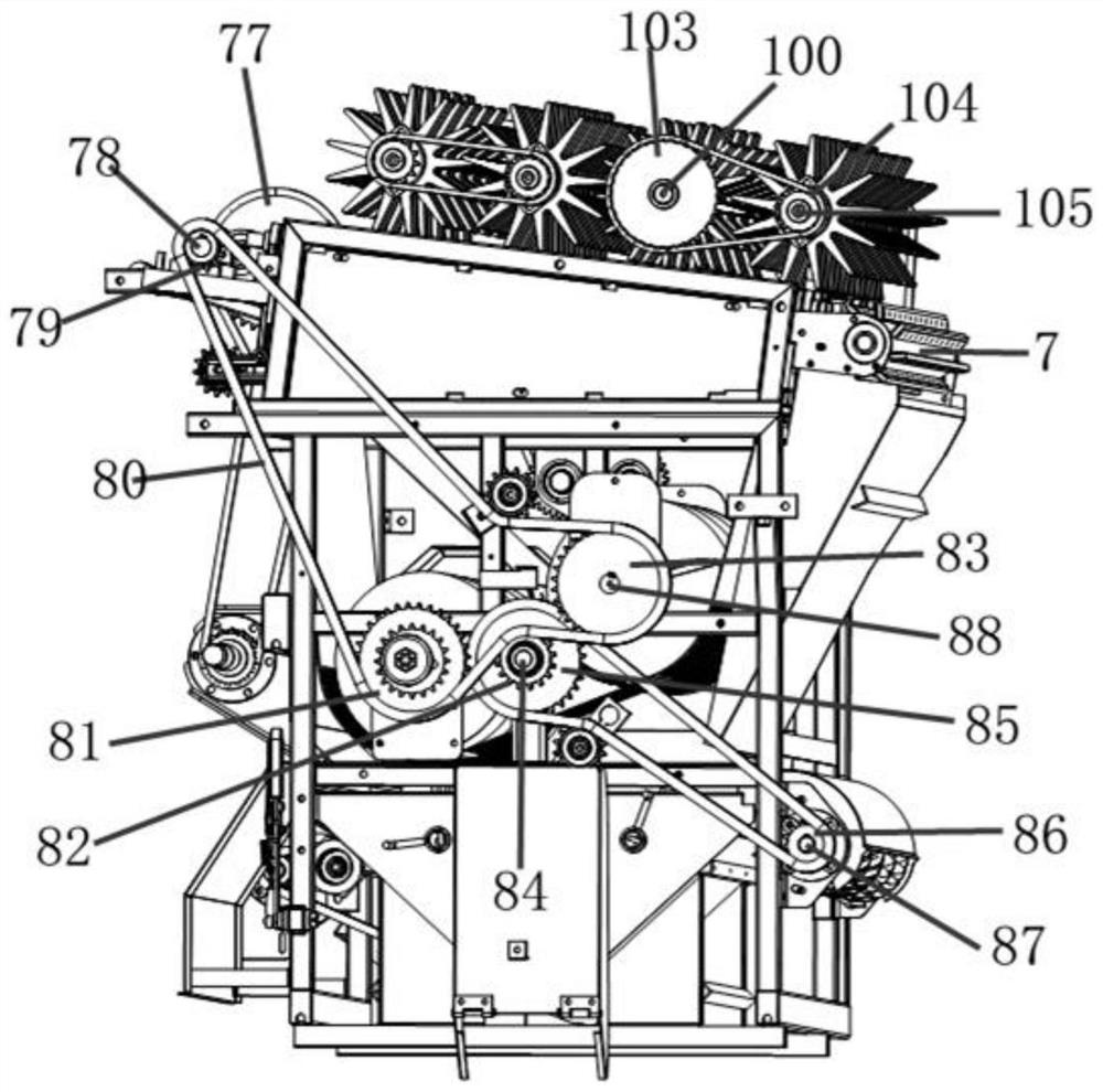 Corn harvester husker transmission system