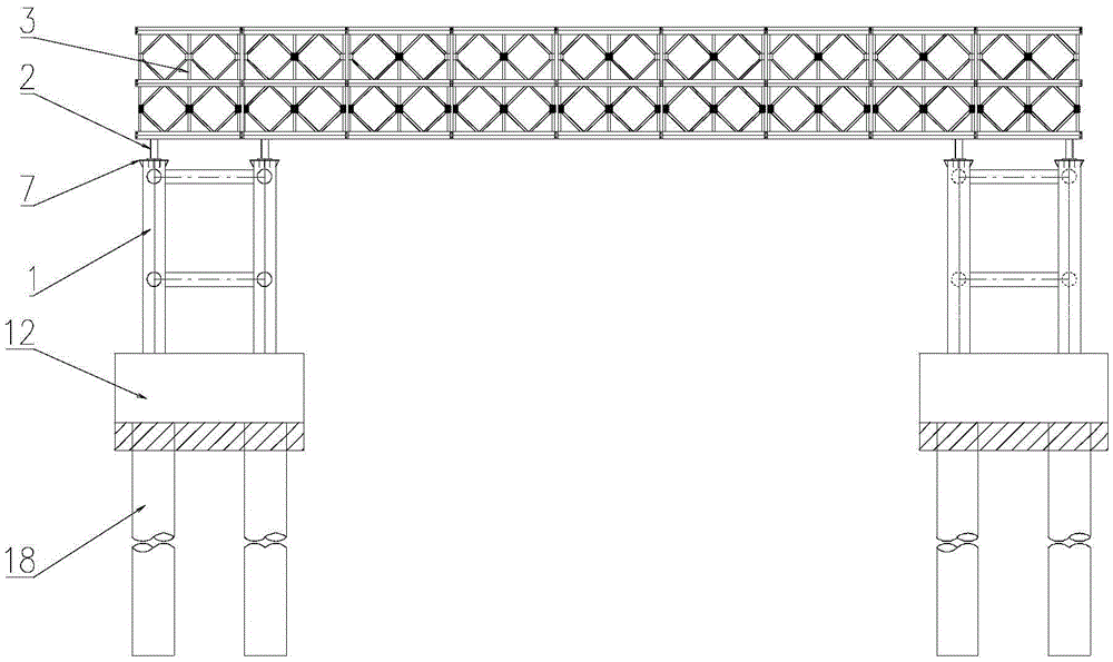 Spanning type bailey beam bracket and construction method thereof