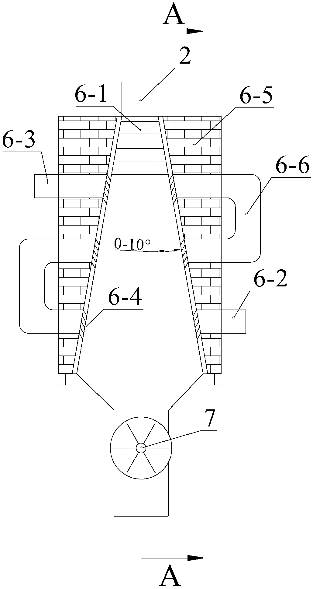 A circulating fluidized bed boiler bottom slag waste heat recovery device