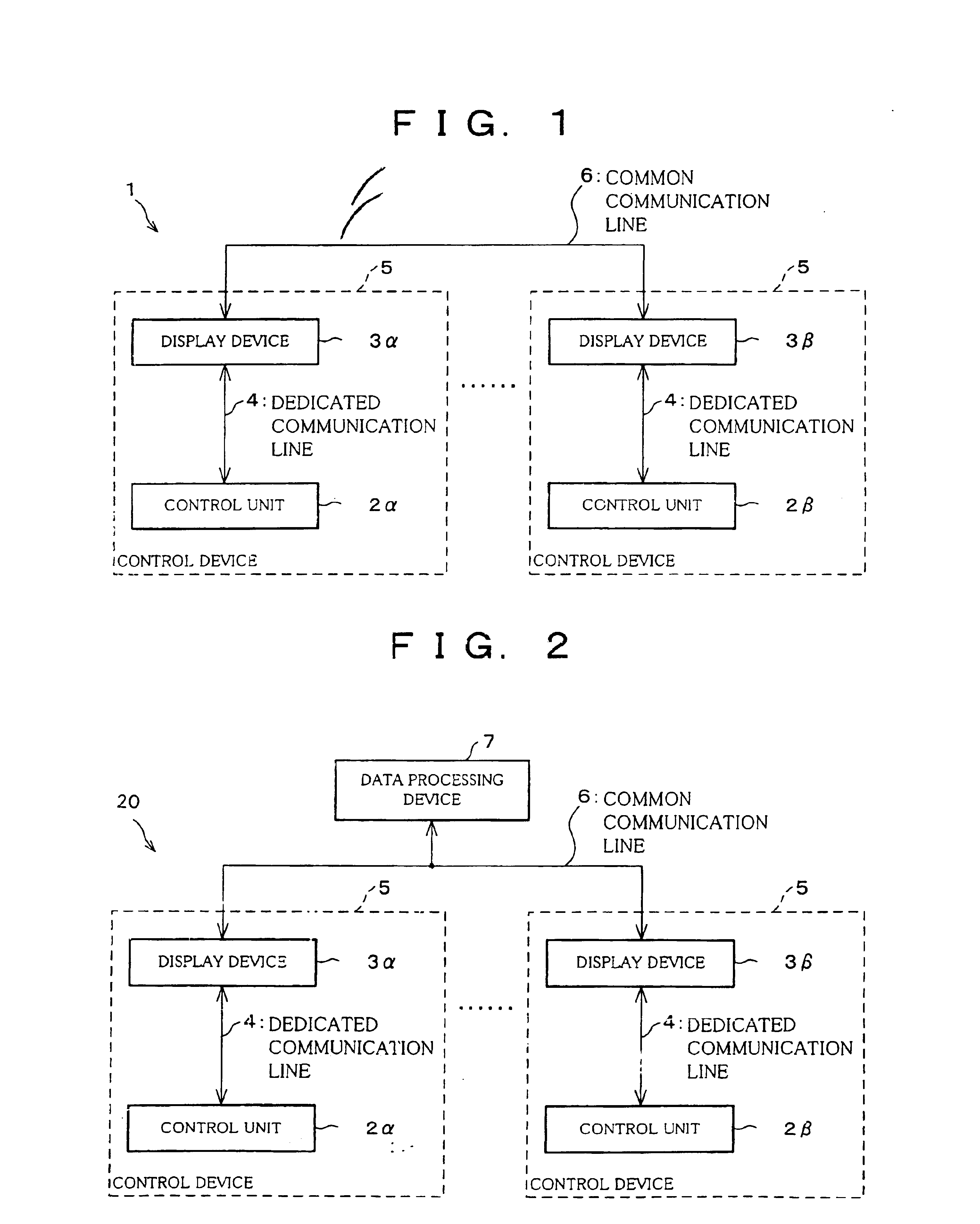 Control system, display device, control-use host computer, and data transmission method