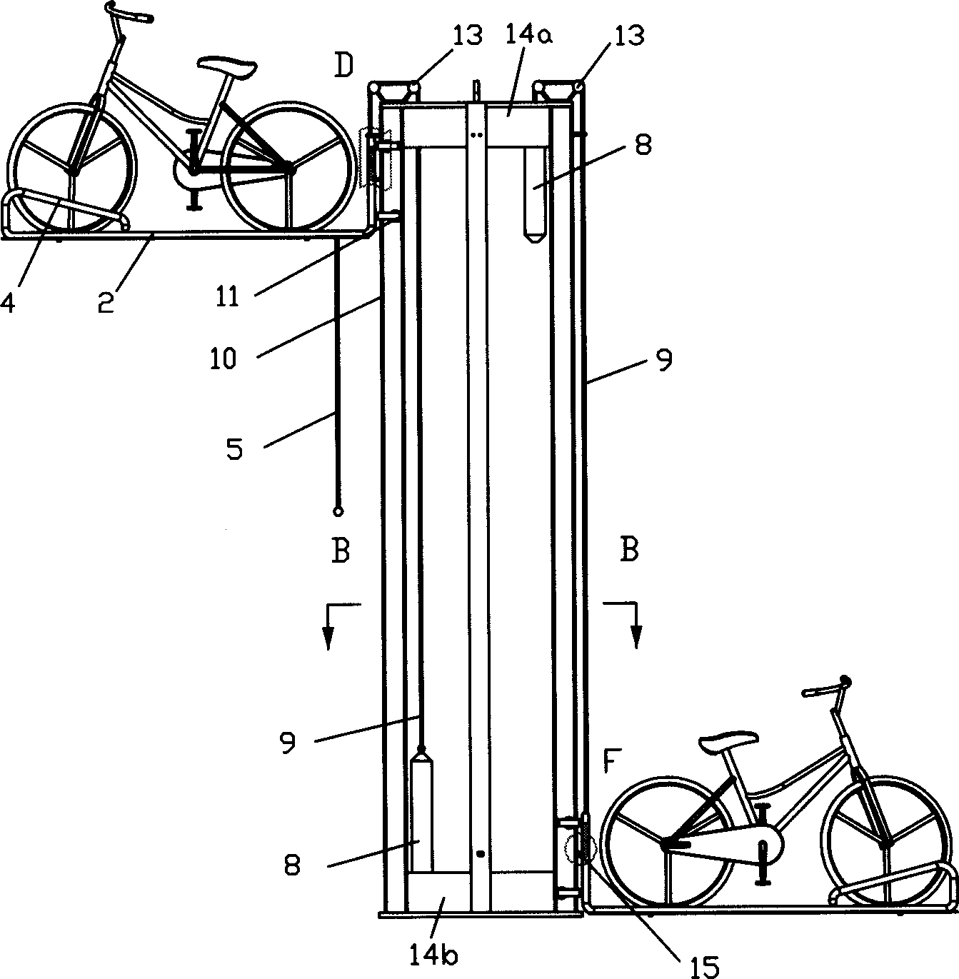 Suspension type bicycle parking facility