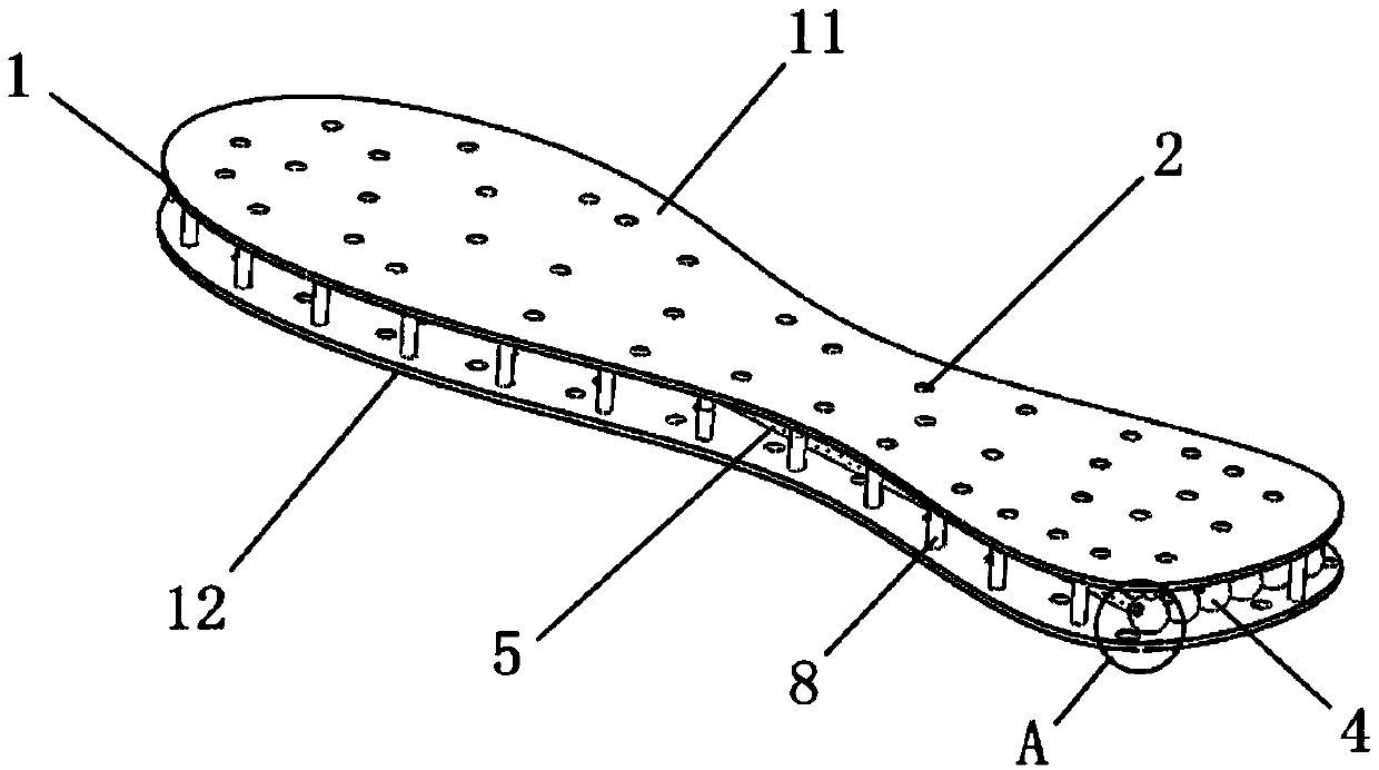 Medicinal insole with effects of double-layer heightening and medicine powder release and using method thereof