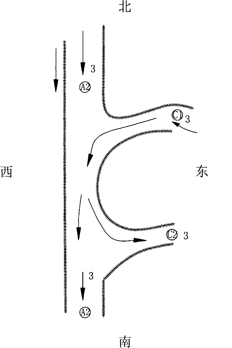 Transport hub system for concurrent free flow of sixteen directions at crossroad