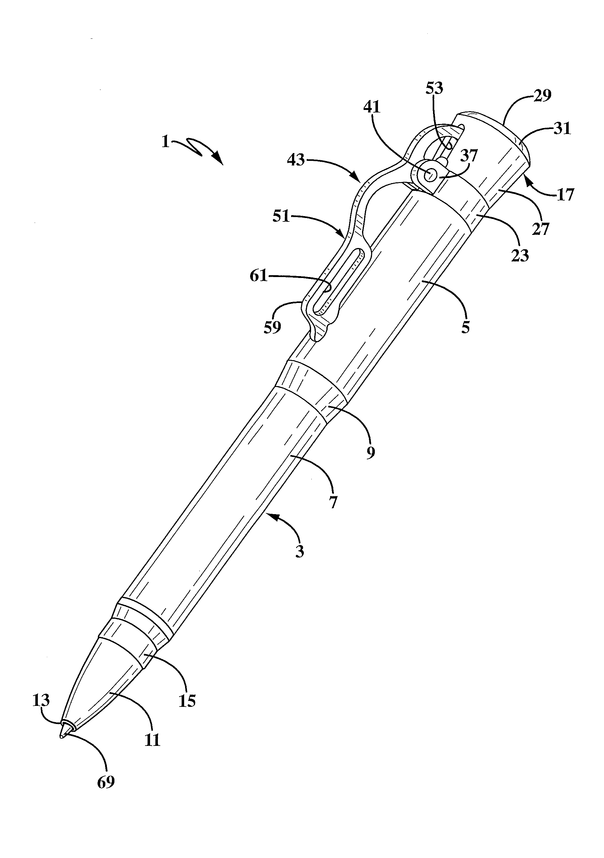 Lever-actuated pen