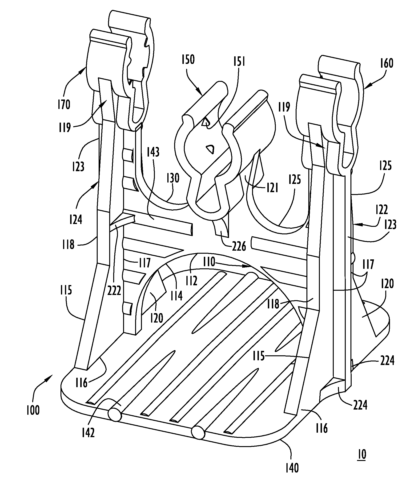 Method and apparatus for positioning reinforcing members within hardened material structures