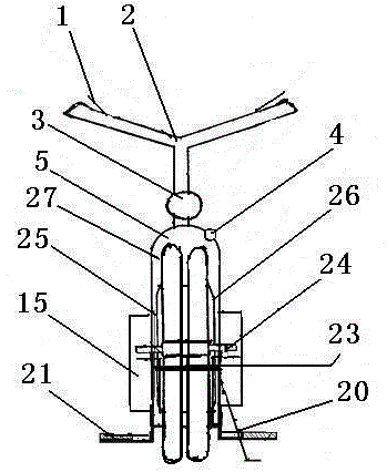 Single-wheel balancing scooter with double-hub belt and driven universal wheel