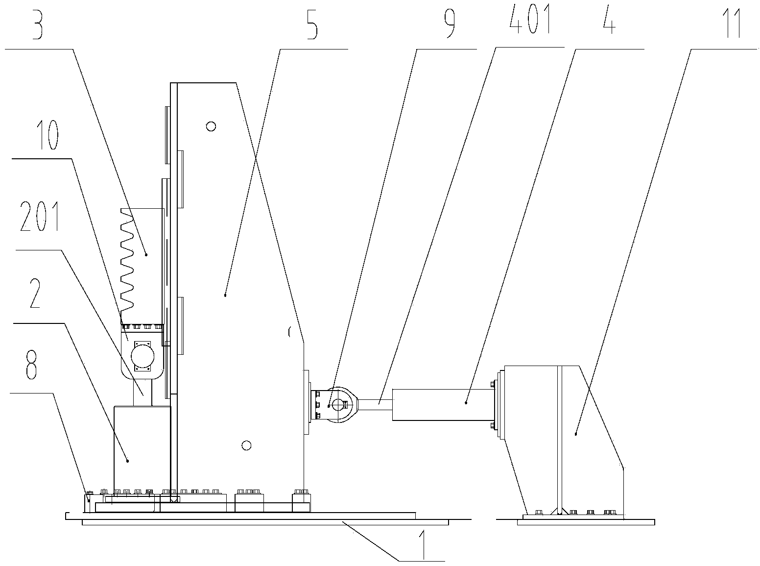 Device and method for testing displacement adapting mechanisms of ship lifts