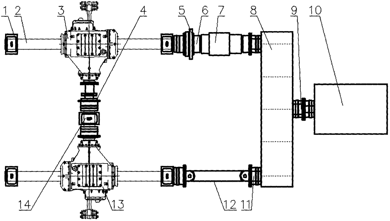 Universal mechanically enclosed test bench for bevel gearboxes