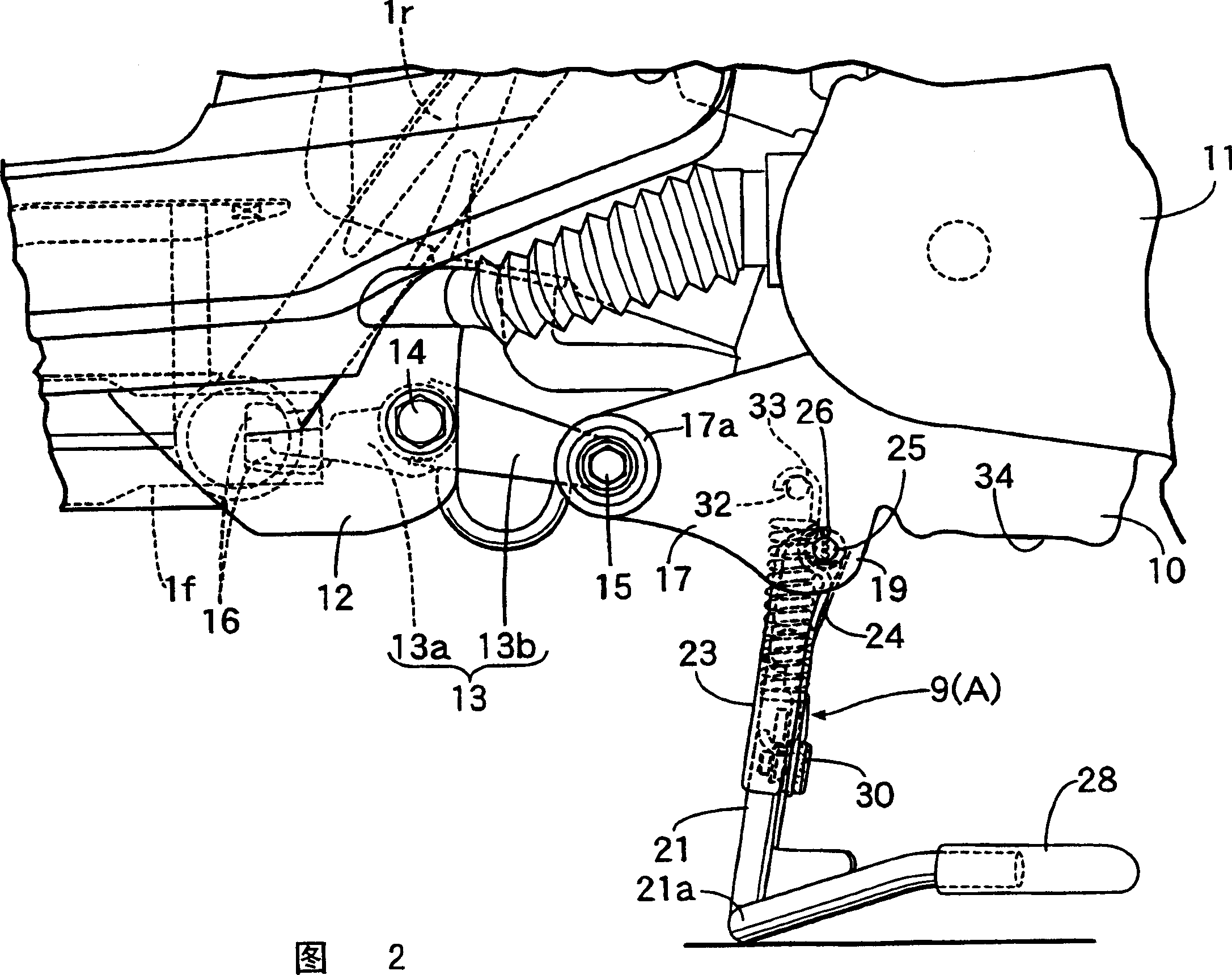 Support gear of motor two-wheel cycle