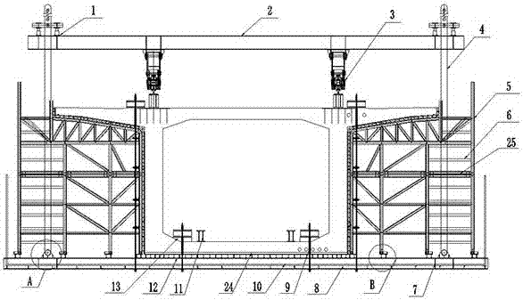 Multifunctional railway line-crossing swing bridge closure construction formwork and construction method thereof