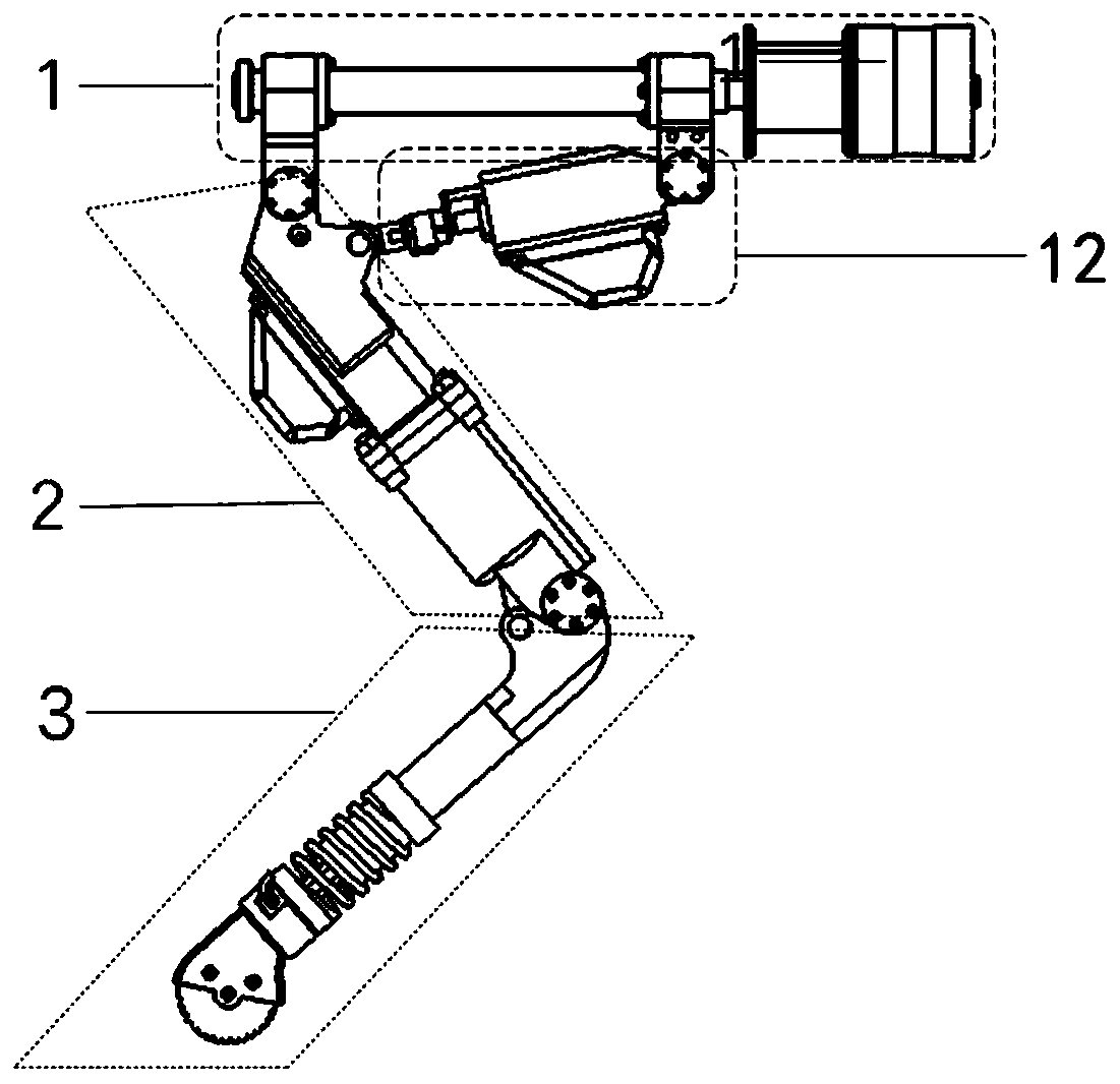 Lightweight four-degree-of-freedom leg mechanism of four-foot bionic robot