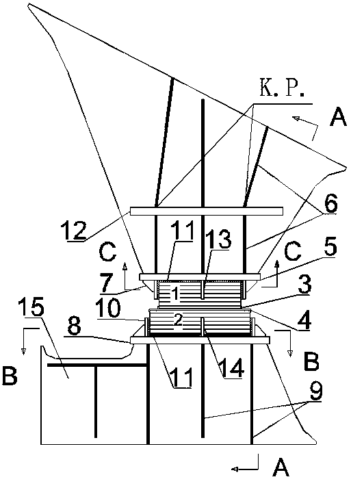 Vertical support method for B type fuel tank at container ship step