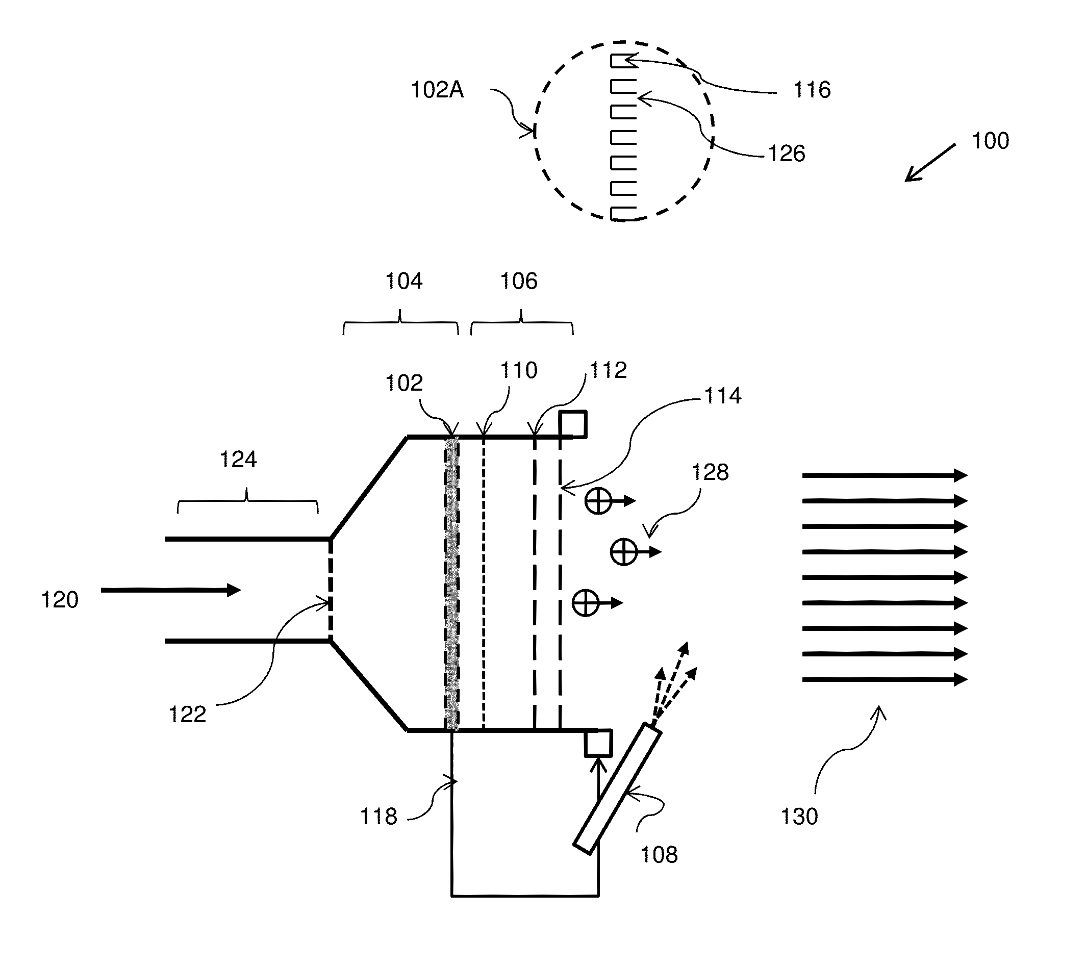 Field-ionization based electrical space ion thruster using a permeable substrate