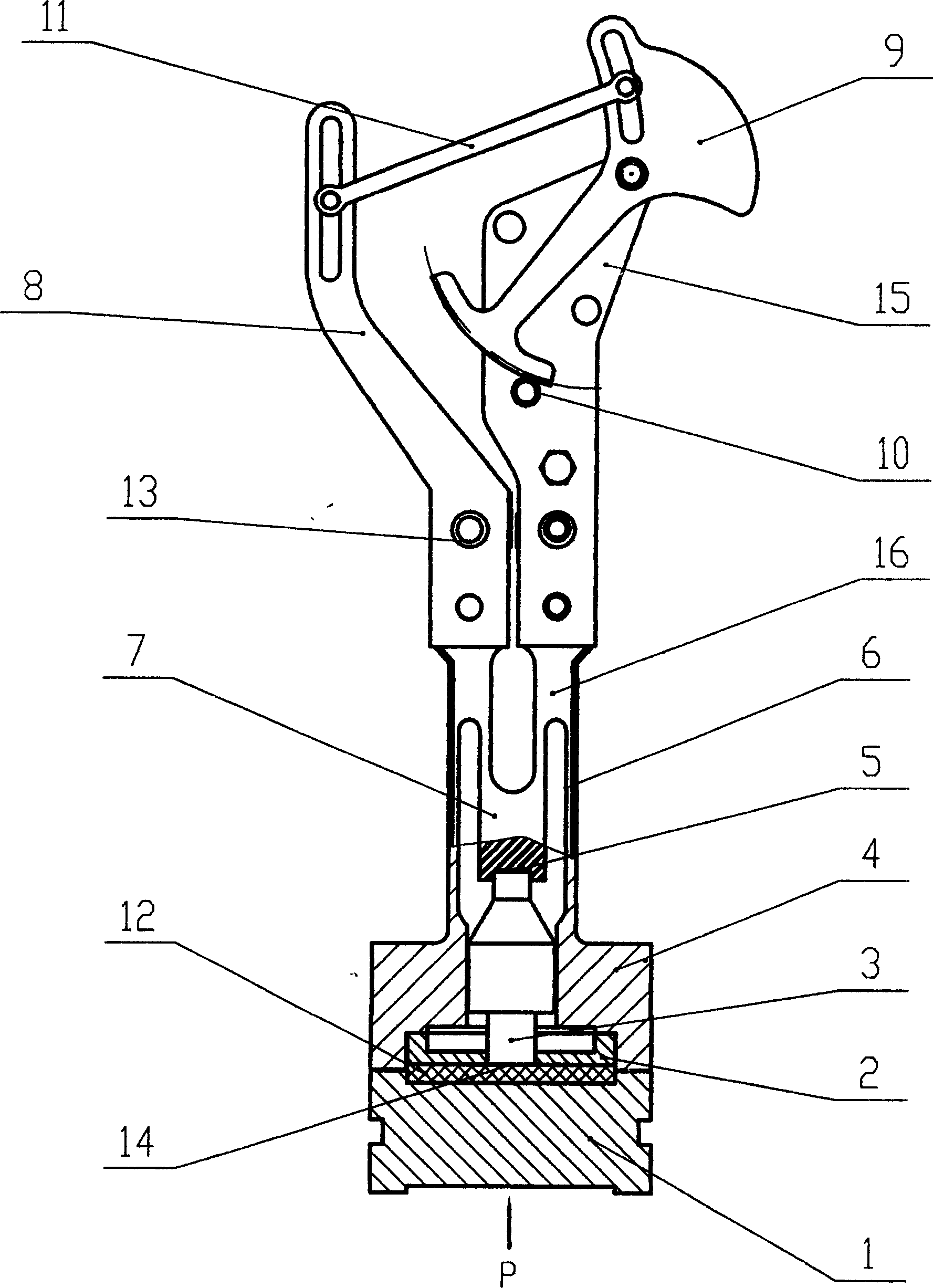 Force value transfer device for anti-shock pressure meter