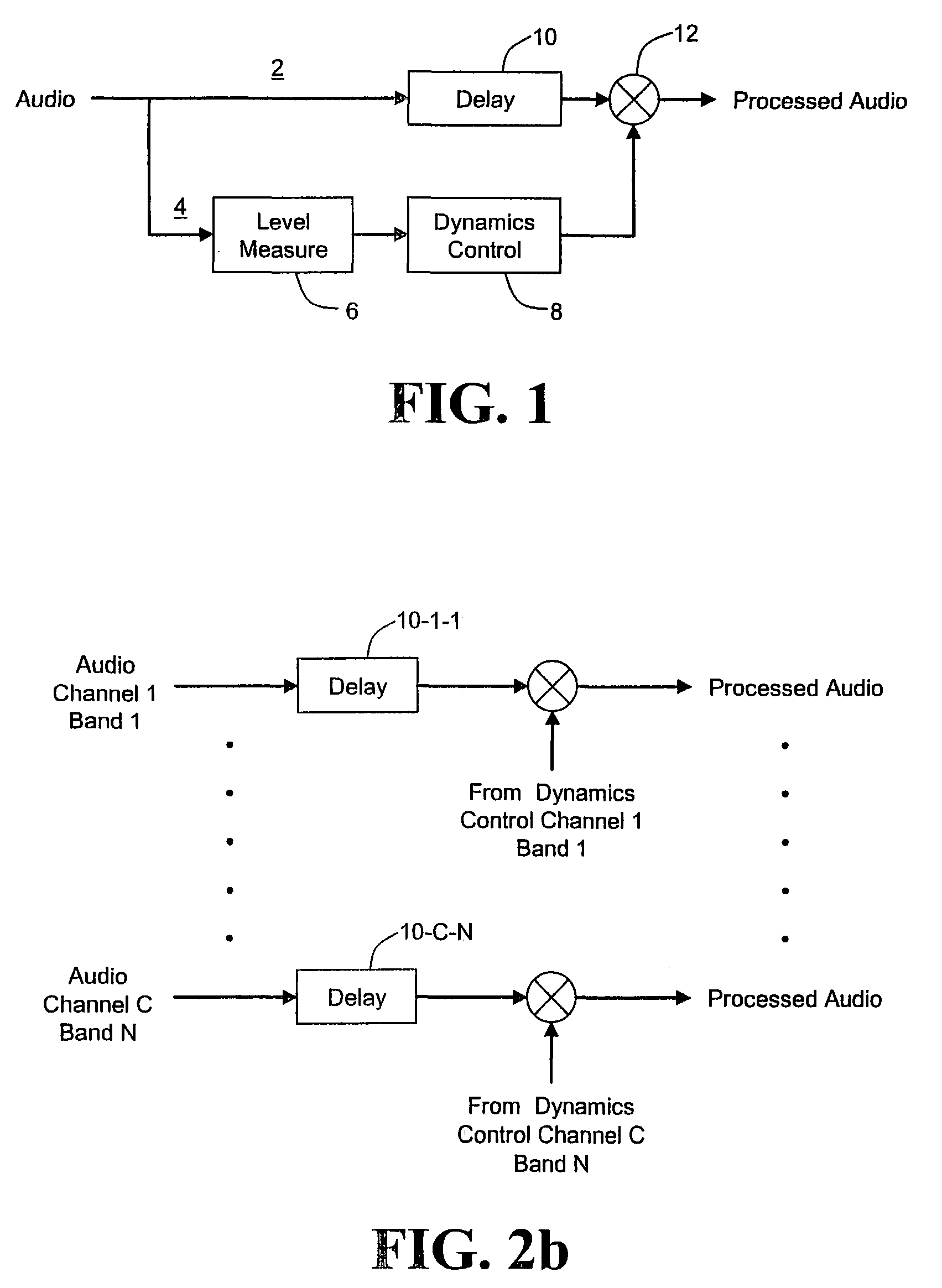 Hierarchical control path with constraints for audio dynamics processing