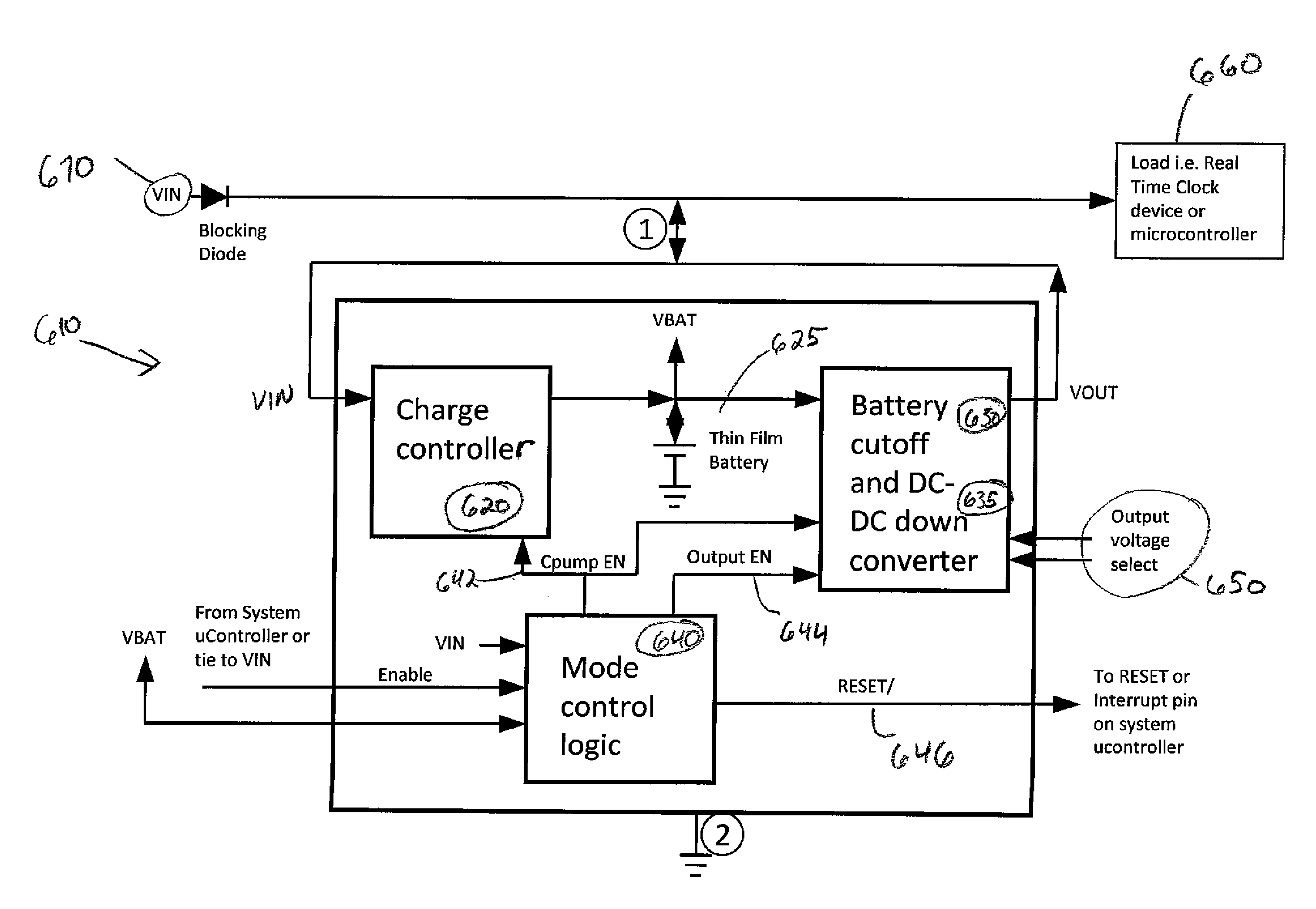 Thin film microbattery charge and output control