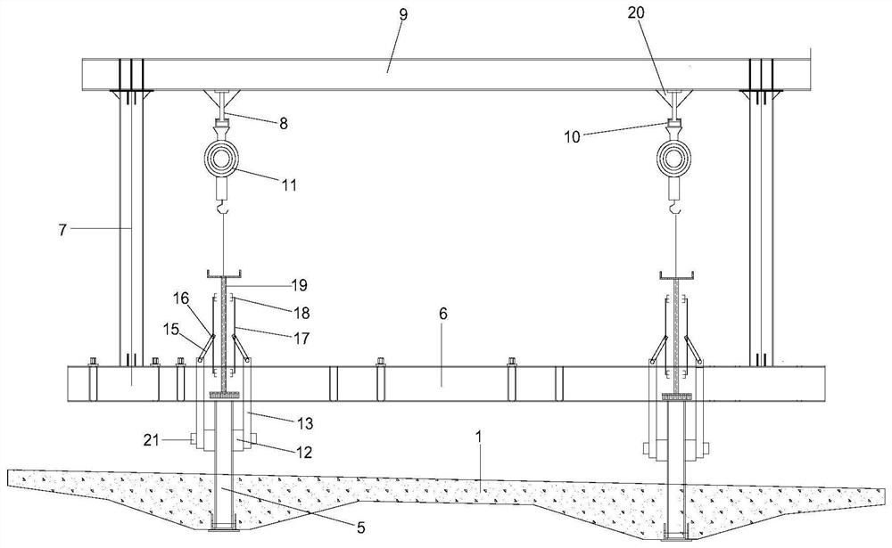 Construction method of hoisting and positioning device modified by corrugated steel web asynchronous hanging basket