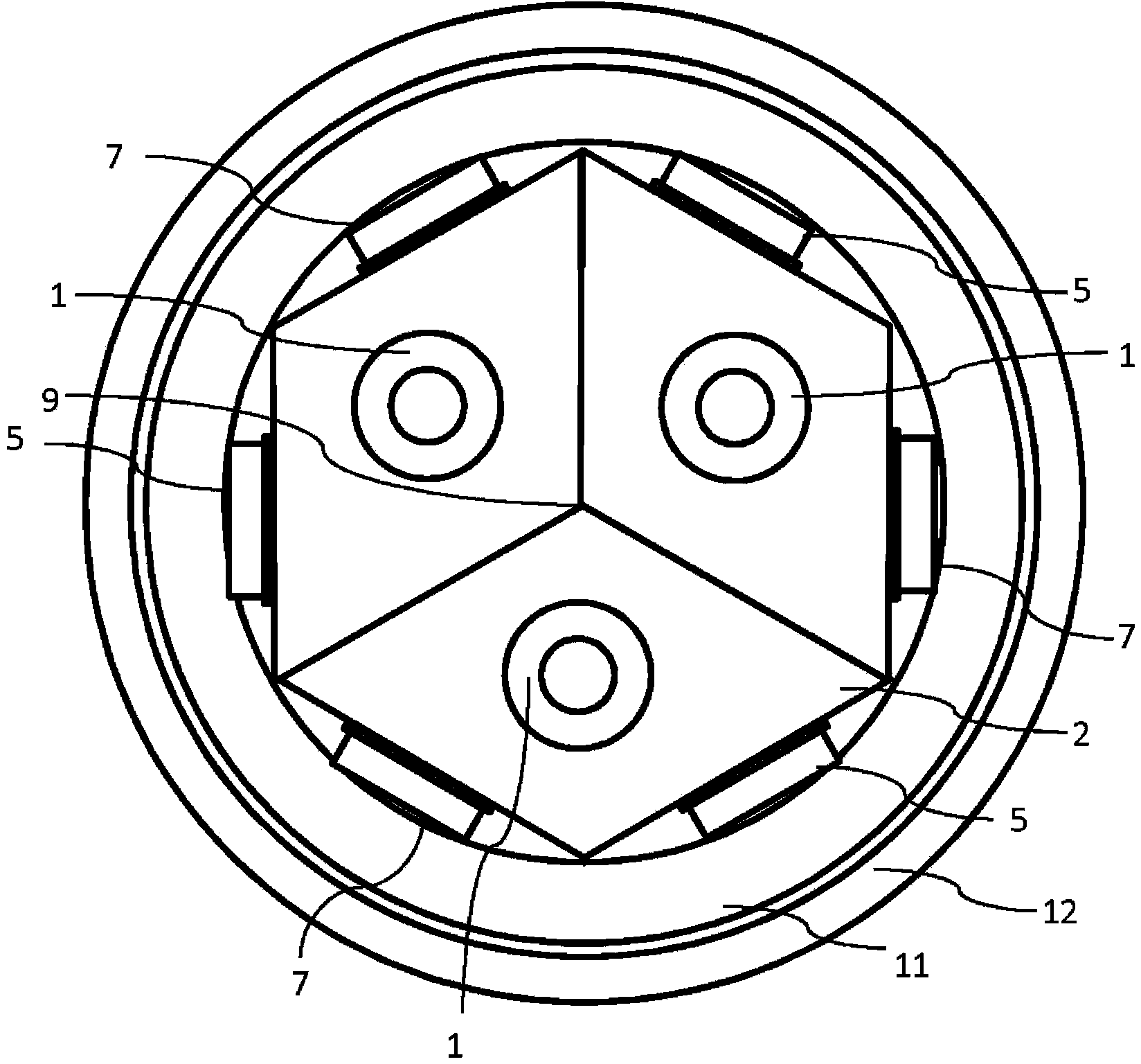 Modular motor inverter arrangement with cooling sections forming inner duct ring capacitor on the outside