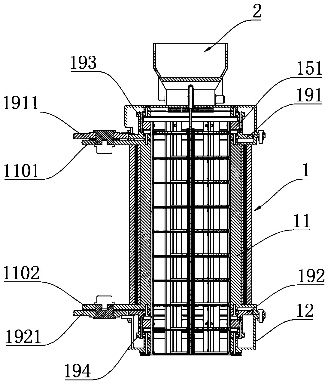 Stirring and aeration device of vertical aerobic composting reactor