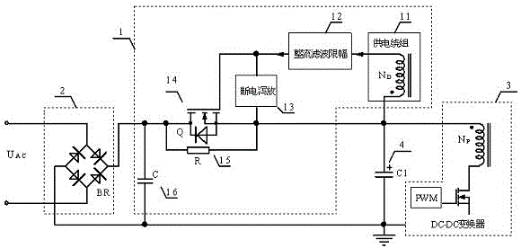 Power-on surge current suppression circuit applied to switching power supply