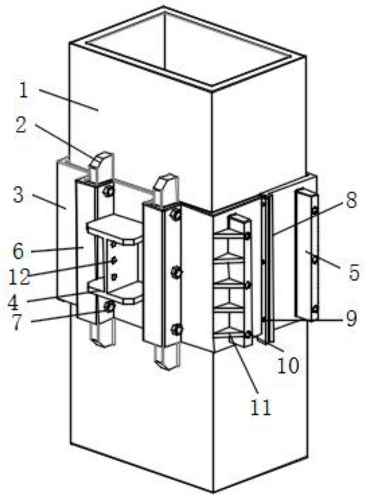 Connecting joint of flat steel tube concrete column and steel beam and construction method