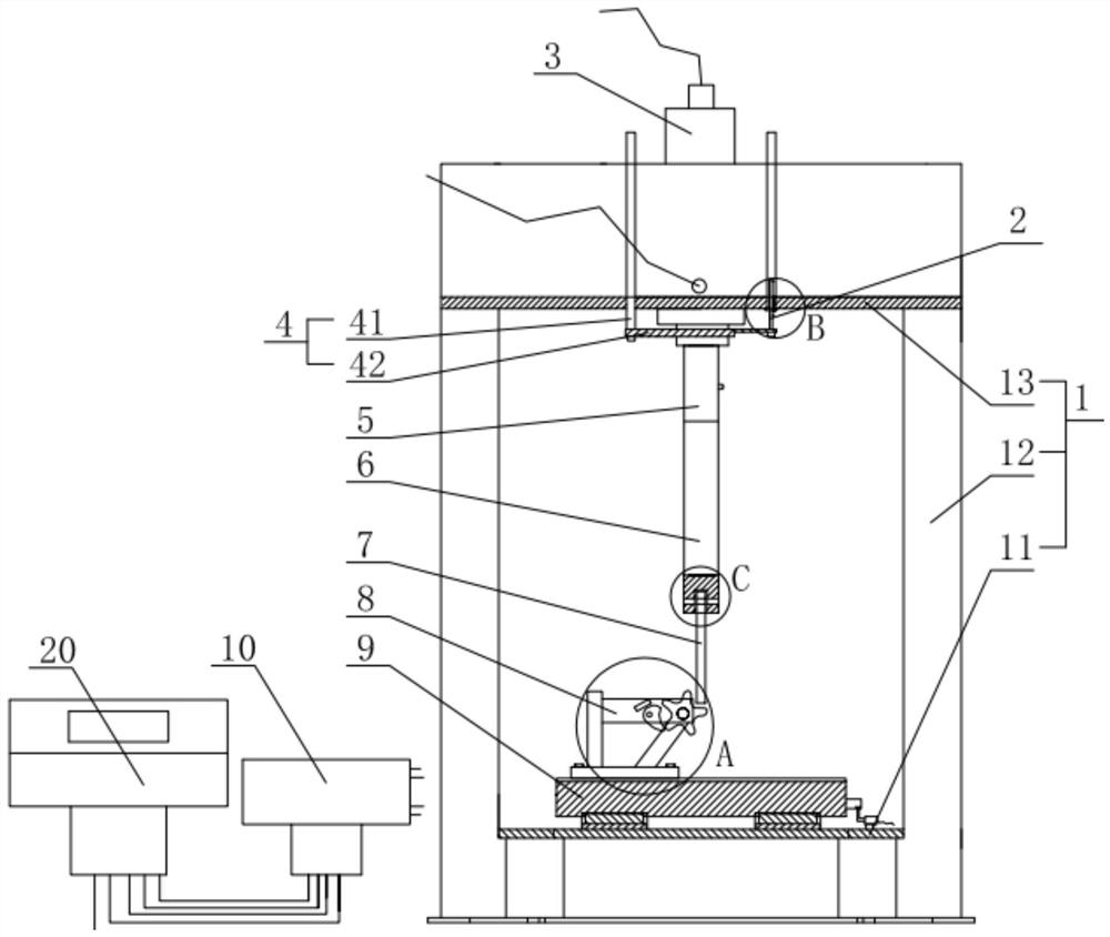 Static simulation test system and test method for anti-falling device of lifting protection platform